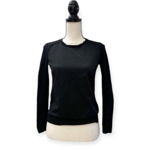 Comptoir Des Cotonniers Sweaters - Comptoir Des Cotonniers Crewneck Black Pullover Textured Sweater Top, Size XS